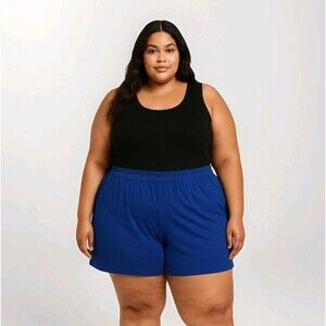 Universal Standard Classic French Terry Shorts Blue Pima Cotton Women 4XL